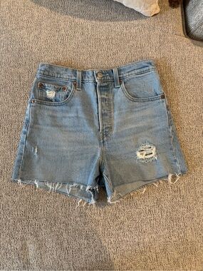 Levi's Light Blue Distressed Denim Shorts